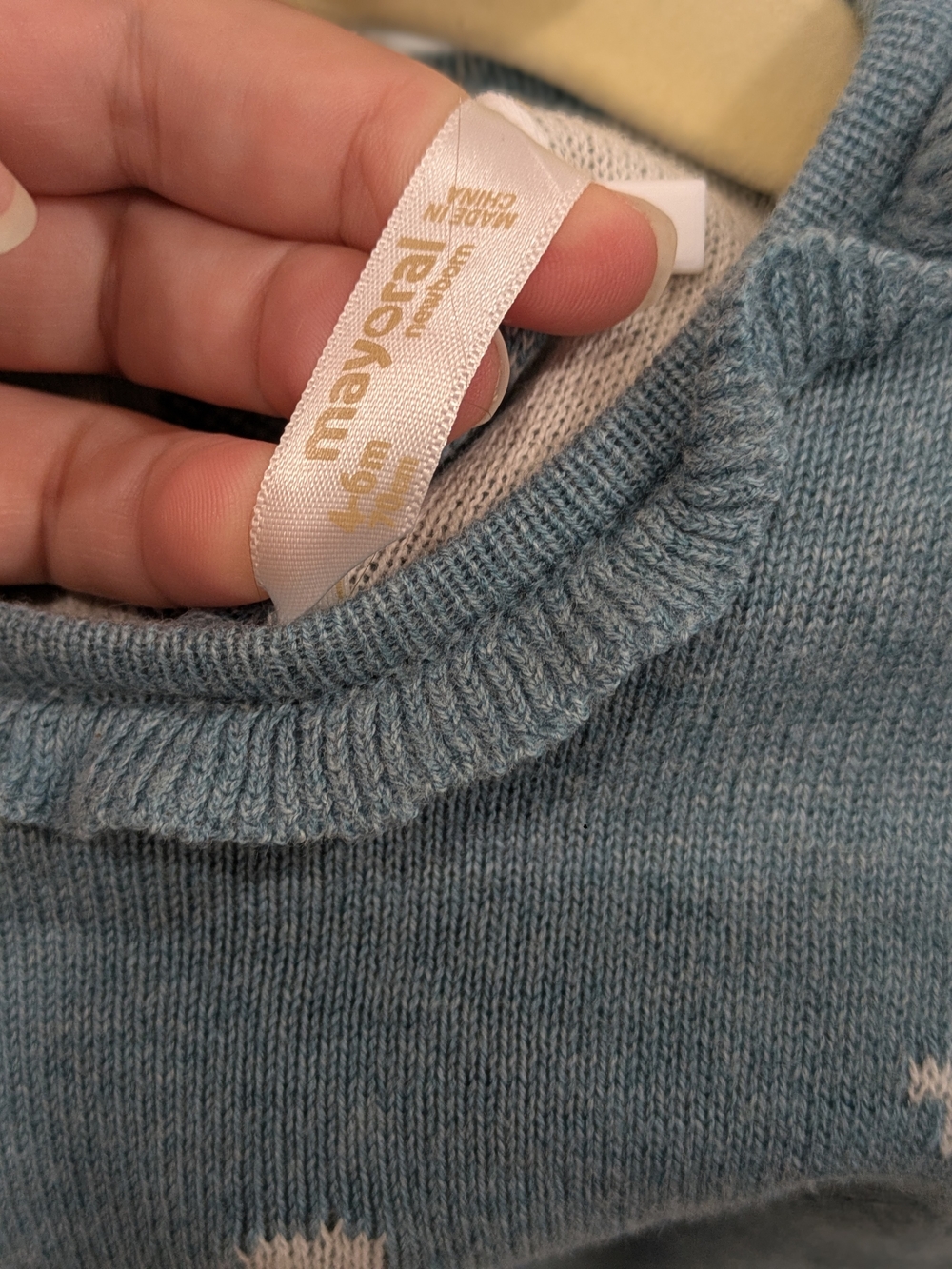 Mayoral Blue Knit Baby Sweater with Bear & Bunny - Picture 4 of 7
